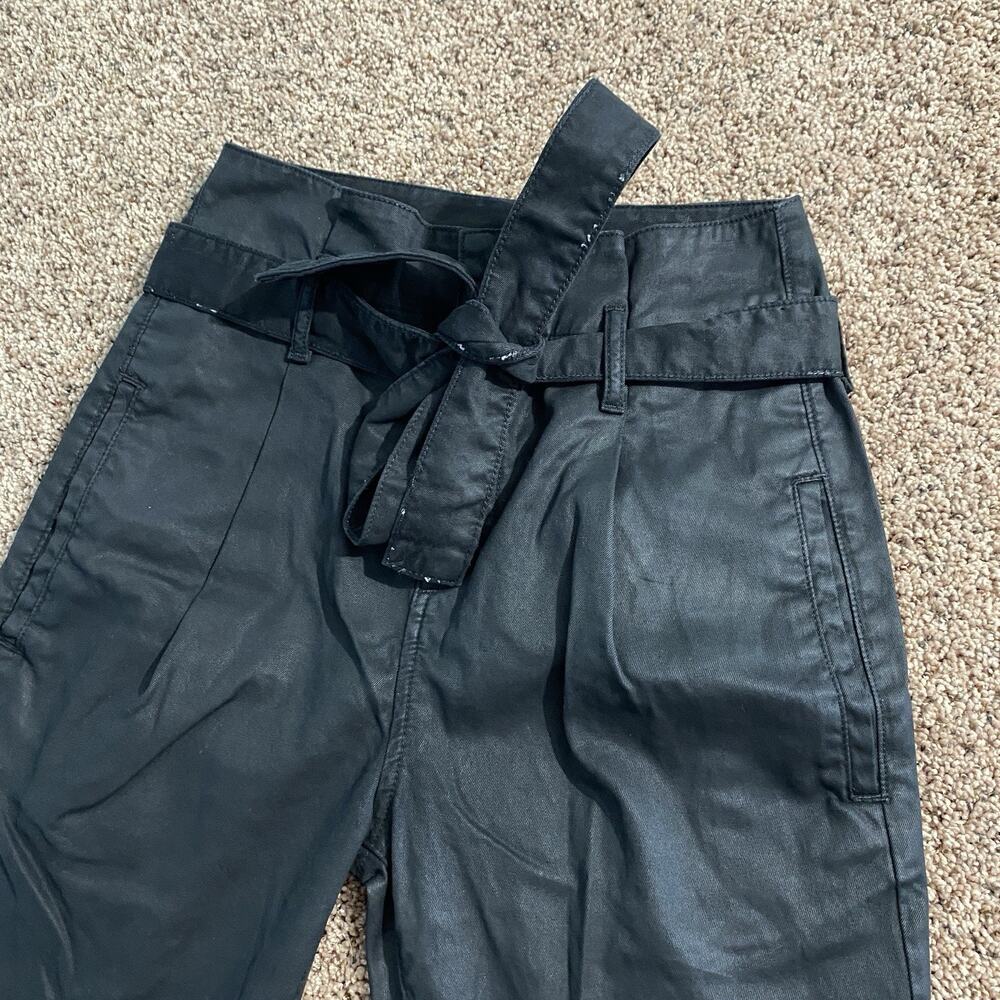 DL1961 Black Susie‎ Paperbag High Rise Taper Pants Belted Size 25 - Picture 3 of 10
